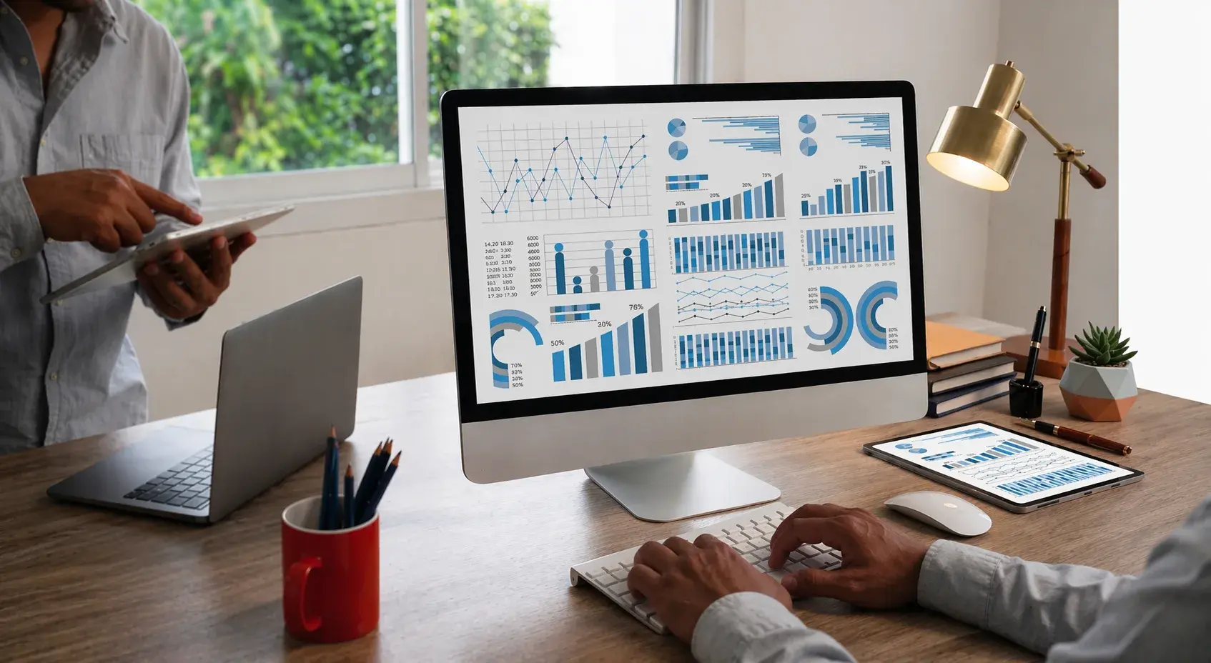 Diverse professional team analyzing data
